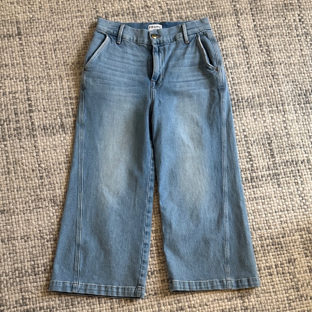Frame Denim Blue Flare Wide Leg Jeans